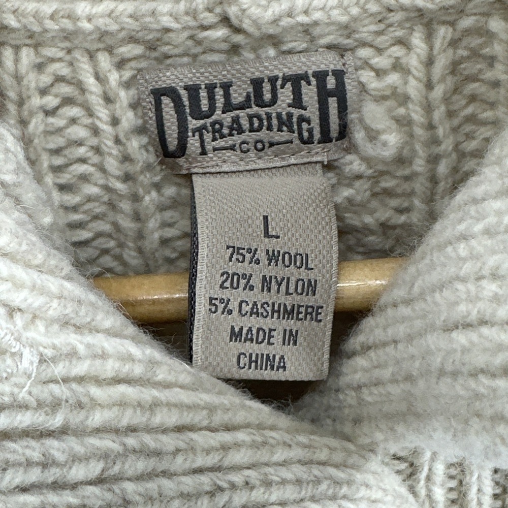 Duluth Trading Fisherman Cardigan Women's L Cream Wool Cashmere Cable Knit NWT - Picture 6 of 16